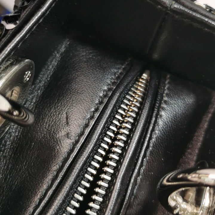Dior Medium Lady Dior Bag Black and White Sequin Embellished Lambskin Silver Hardware