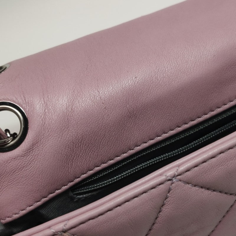 Chanel Bi-Colour Medium Single Flap Bag Light Pink and Black Quilted Lambskin Silver Hardware