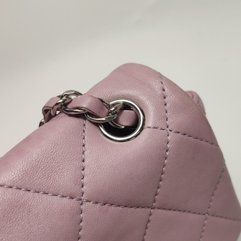 Chanel Bi-Colour Medium Single Flap Bag Light Pink and Black Quilted Lambskin Silver Hardware