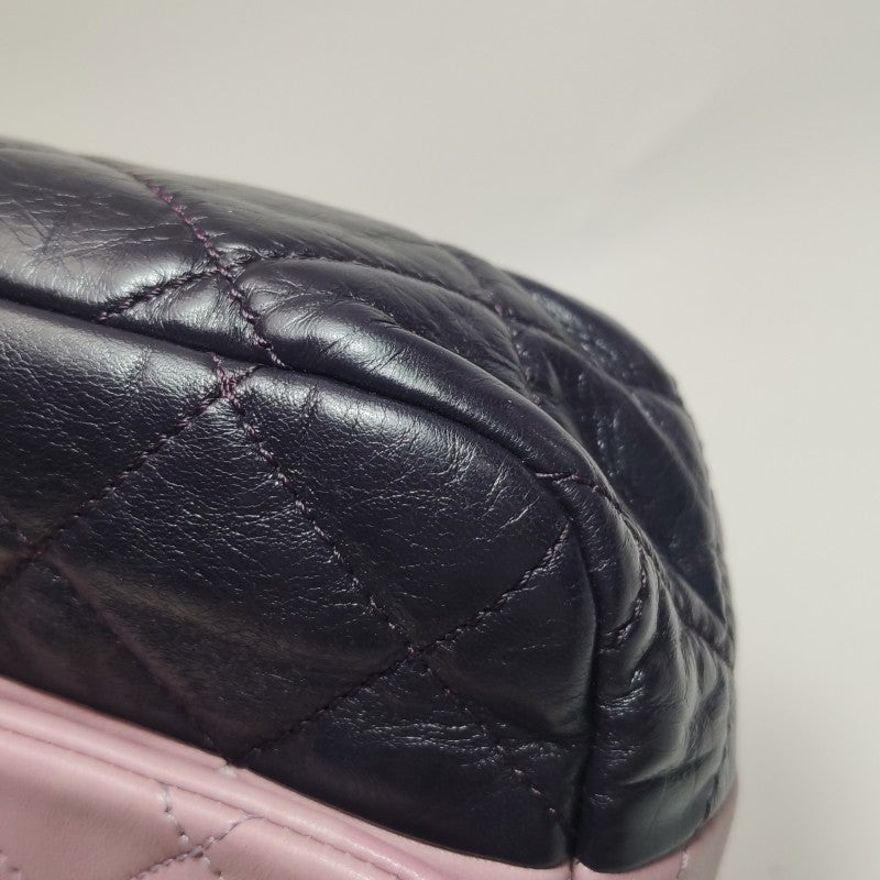 Chanel Bi-Colour Medium Single Flap Bag Light Pink and Black Quilted Lambskin Silver Hardware