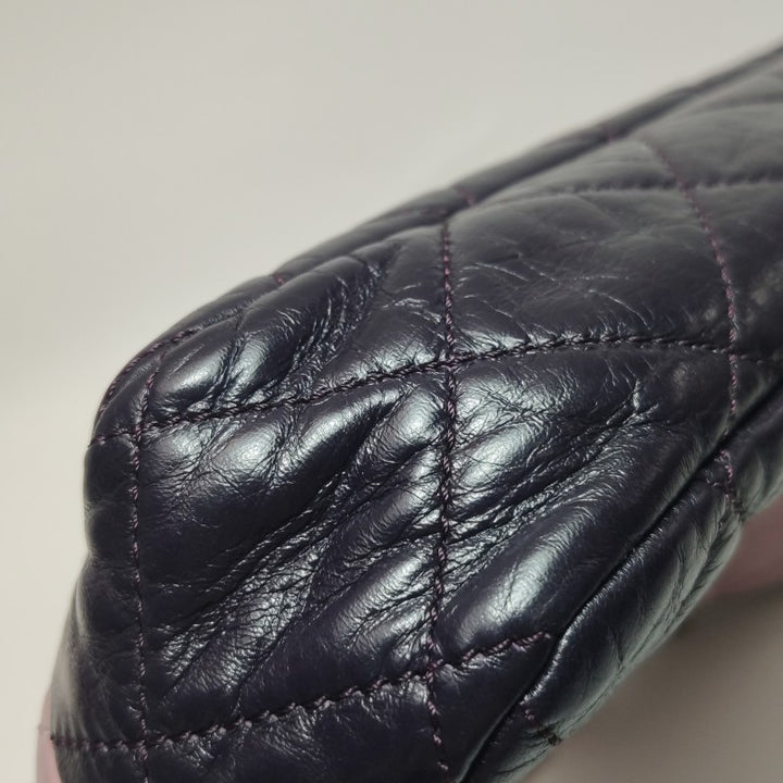 Chanel Bi-Colour Medium Single Flap Bag Light Pink and Black Quilted Lambskin Silver Hardware