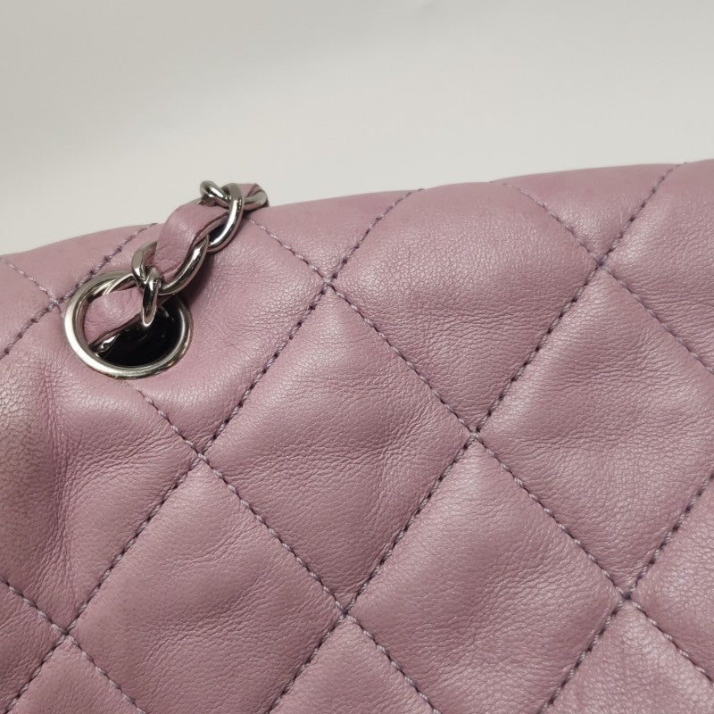 Chanel Bi-Colour Medium Single Flap Bag Light Pink and Black Quilted Lambskin Silver Hardware