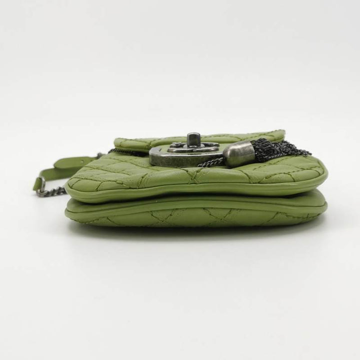 Chanel Paris-Edinburgh Coco Sporran Crossbody Bag Green Quilted Calfskin Ruthenium Hardware
