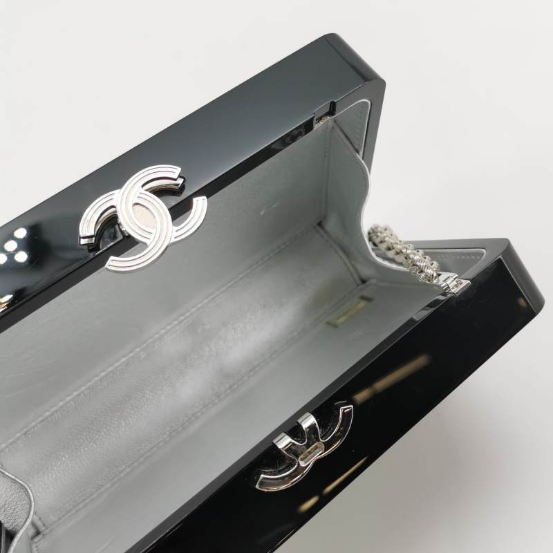 Chanel Spring/Summer 2017 Data Centre Runway Robot Chip Minaudiere Clutch Bag Black Resin Silver Hardware