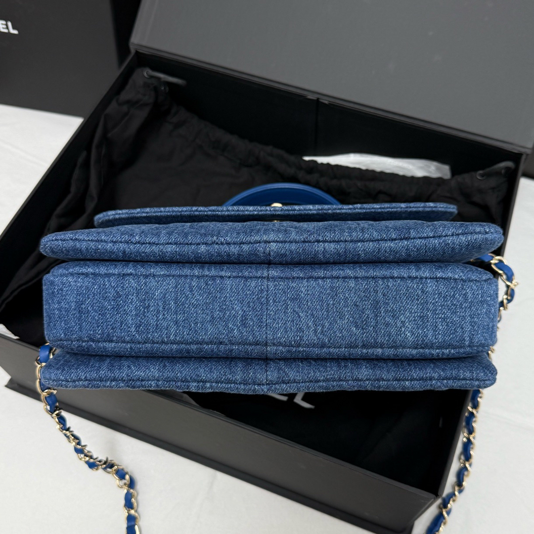 Chanel Trendy CC Blue Denim Top Handle Bag Small