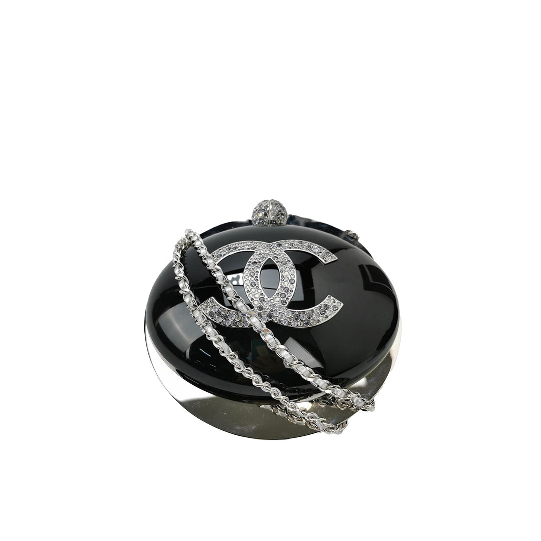 Chanel* Extremely Rare*  Resin and Swarovski Crystal Evening on the Moon Minaudière Silver Hardware, 2017-2018