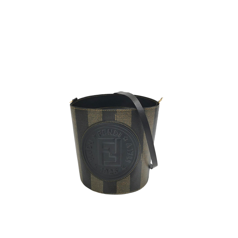 Fendi Calfskin Coated Canvas Pequin Bucket Bag