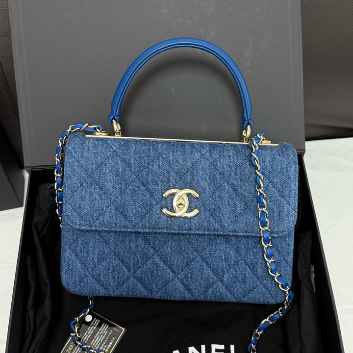 Chanel Trendy CC Blue Denim Top Handle Bag Small