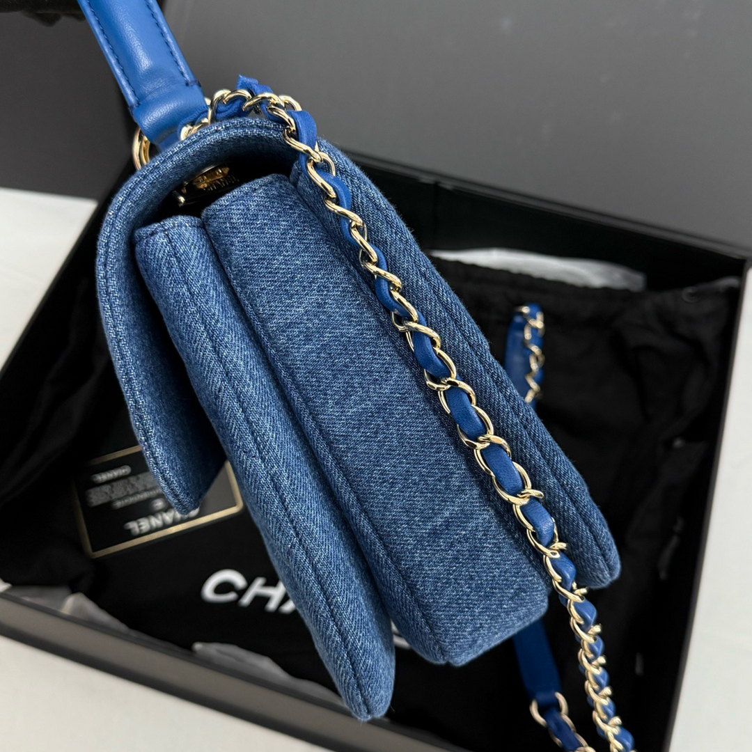 Chanel Trendy CC Blue Denim Top Handle Bag Small