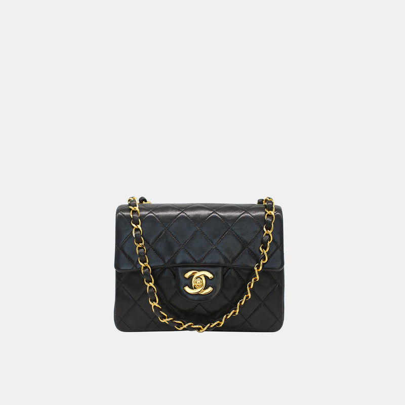 CHANEL Lambskin Quilted Mini Square Flap Grey