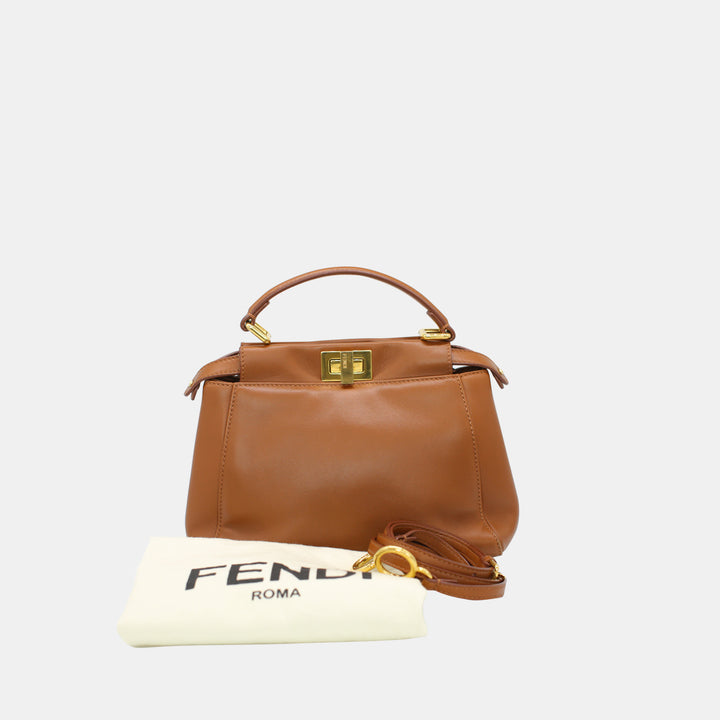 Fendi Peekaboo Mini Crossbody Bag In Brown