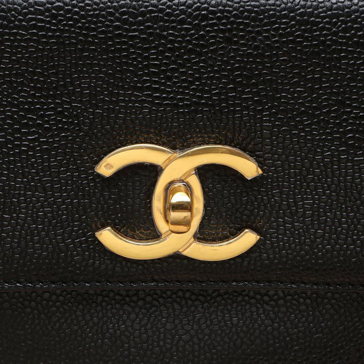 Chanel Vintage 1996 Rare CC Logo Turn-lock Top Handle Tote Handbag