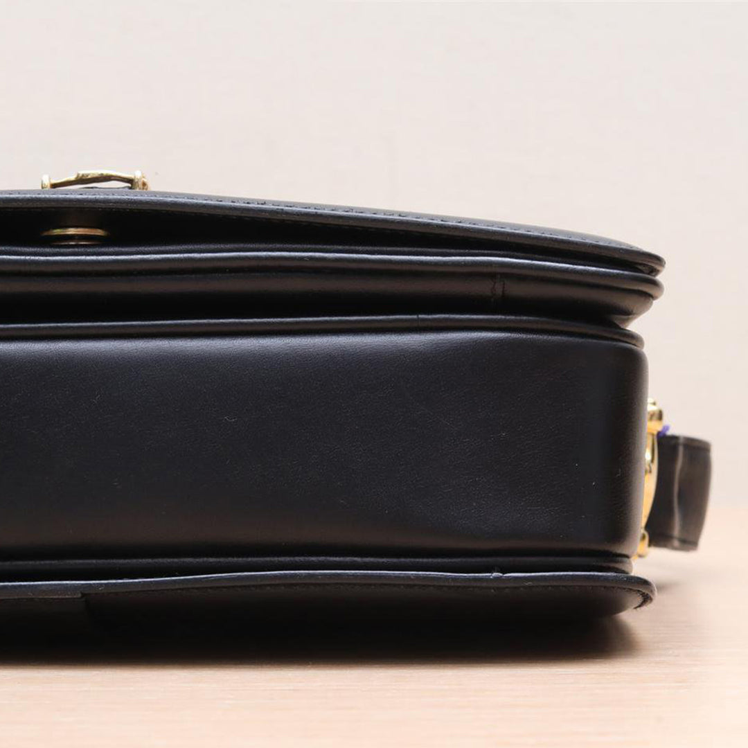 Celine Vintage Classic Caleche In Black Leather Box Bag