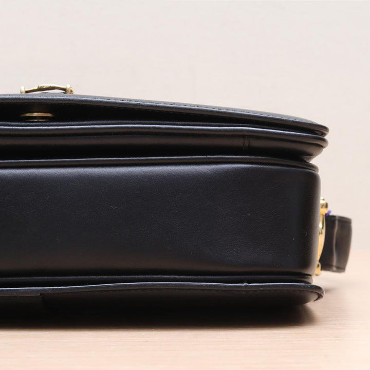 Celine Vintage Classic Caleche In Black Leather Box Bag