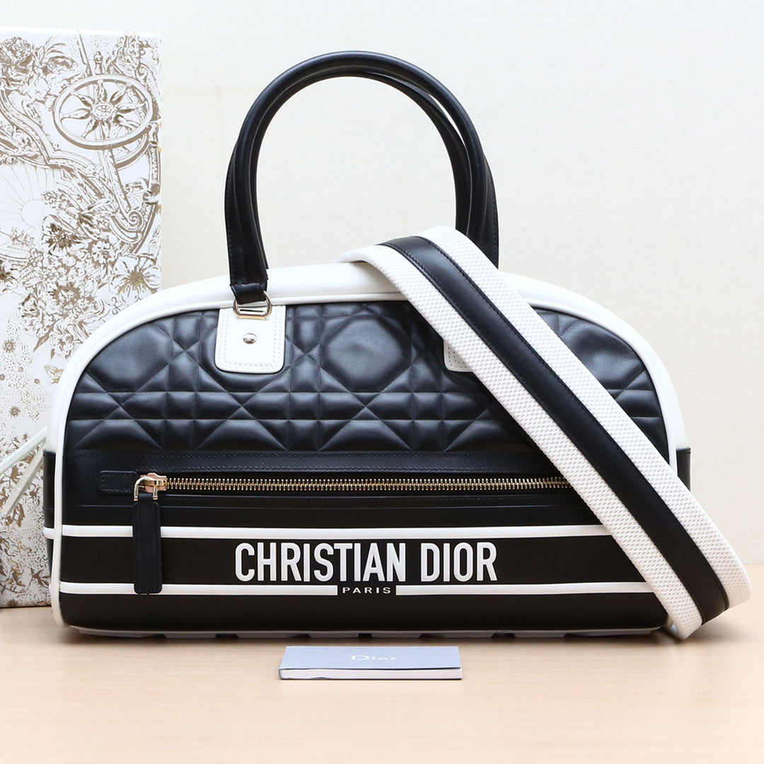 Christian Dior Travel Bag With Shoulder Strap Limited Edition Black White