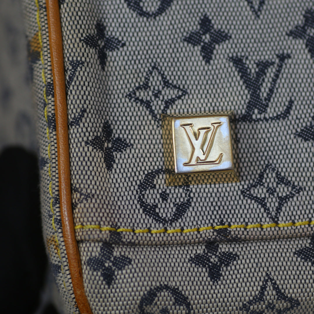 Louis Vuitton *Vintage* Monogram Lin Marie Denim Bag Blue Brown Gold Hardware