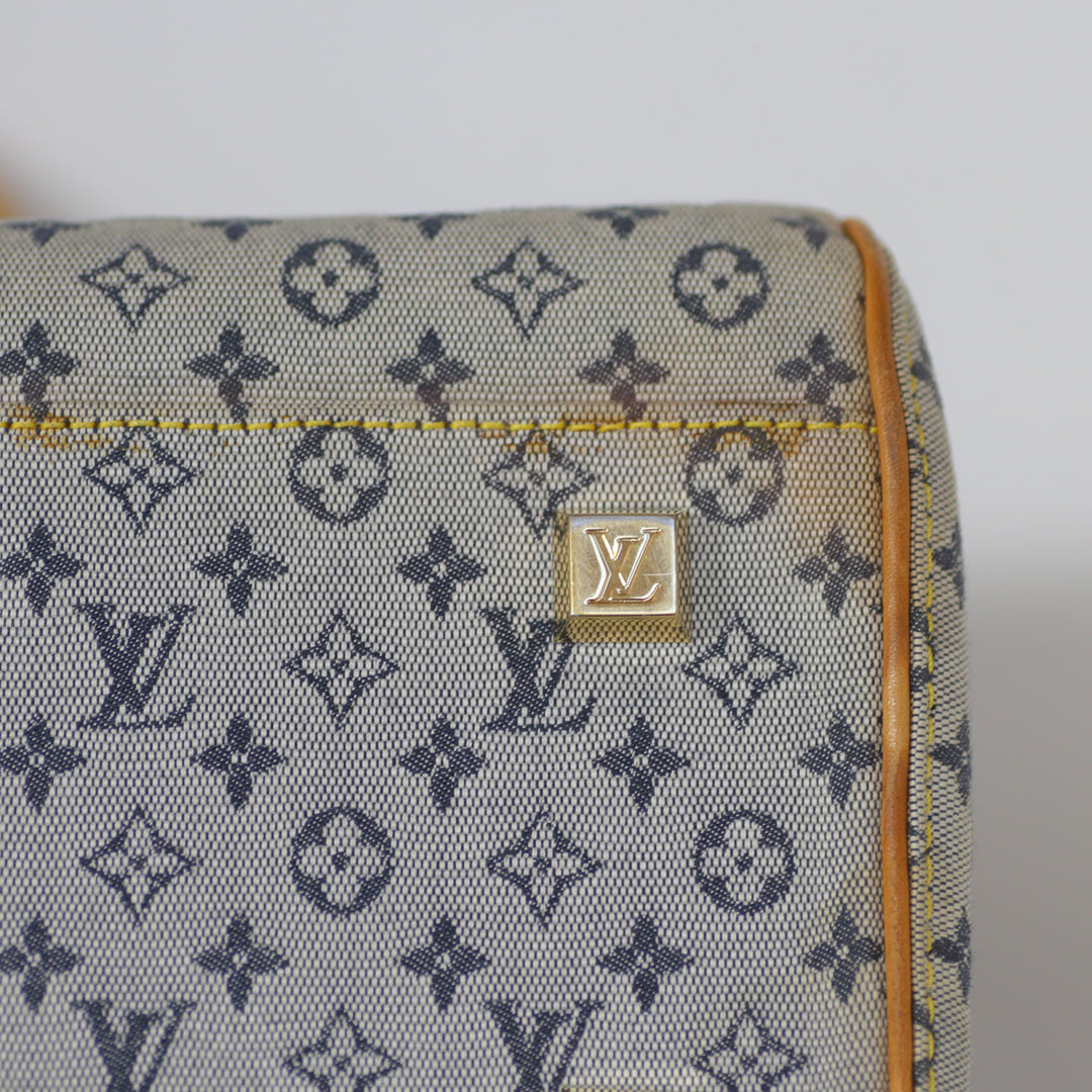 Louis Vuitton *Vintage* Monogram Lin Marie Denim Bag Blue Brown Gold Hardware