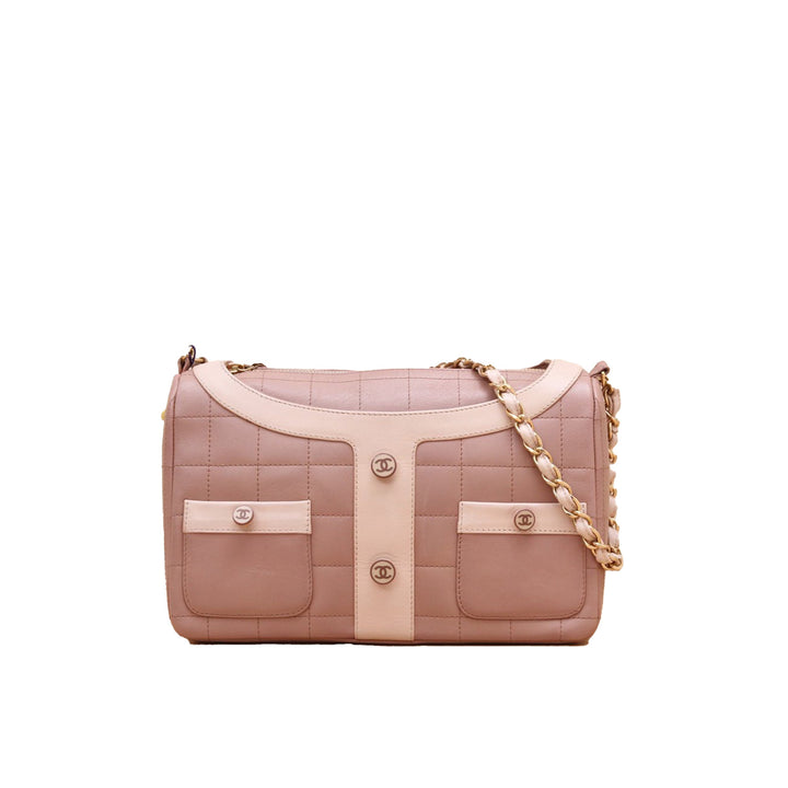Chanel Calfskin Quilted Mademoiselle Jacket Shoulder Bag Dusty Pink