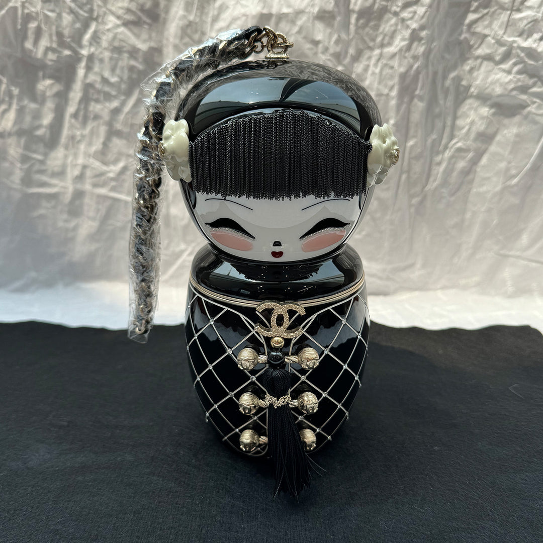 Chanel *Phenomenally Uncommon* Black Plexiglass & Enamel Paris-Shanghai China Doll Minaudière