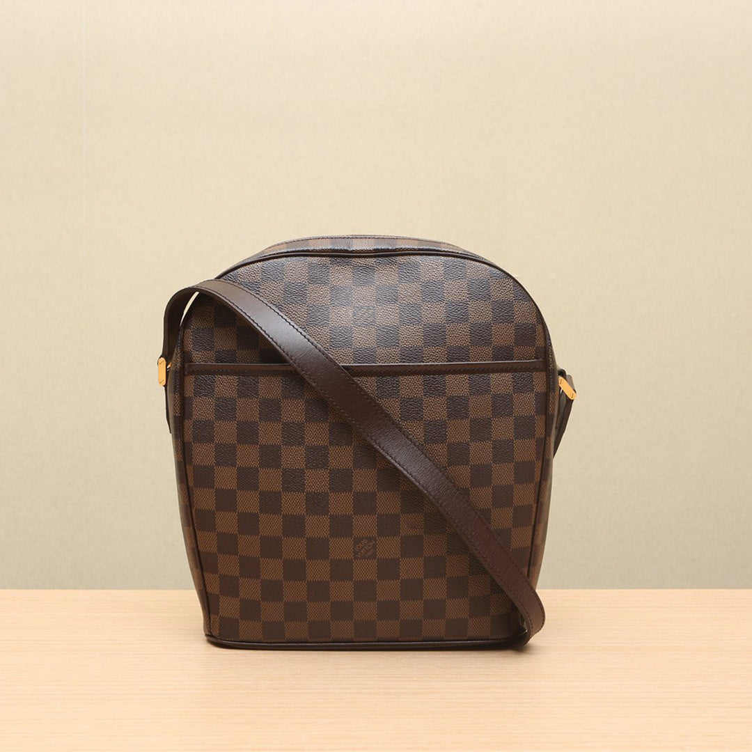 Louis Vuitton Vintage Damier Ebene Canvas Ipanema GM Bag Gold Hardware