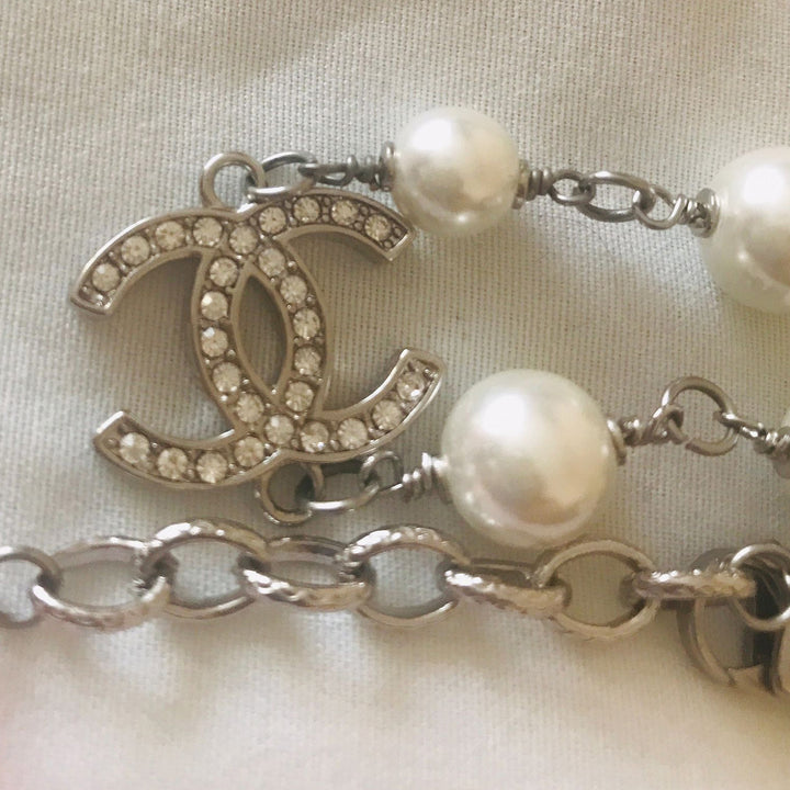 Chanel Pearl Long Necklace with Multi CC Logo
