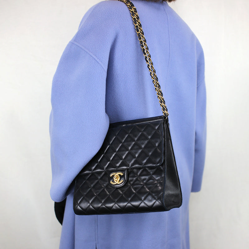 Chanel Classic Black Shopping Tote with CC Turn-lock Pocket
