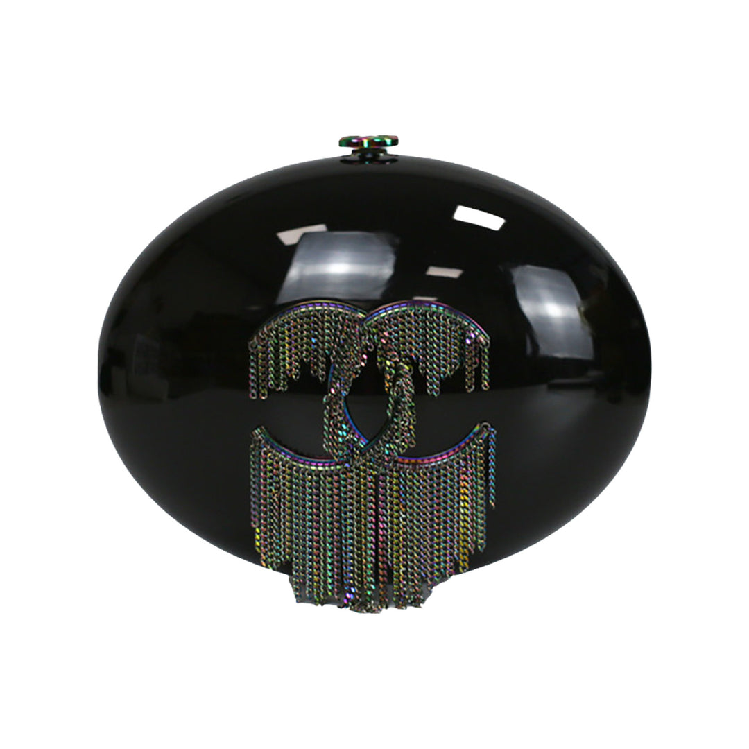Chanel CC Holographic Chain Fringe Minaudiere Black Plexiglass Iridescent Hardware