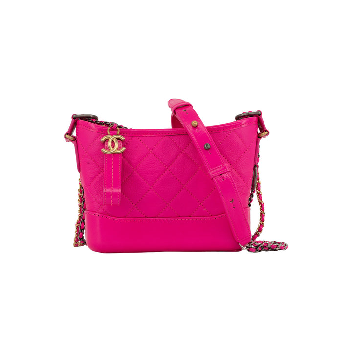 Chanel Small Gabrielle Hobo Bag Fluorescent Pink Quilted Calfskin Mixed Hardware