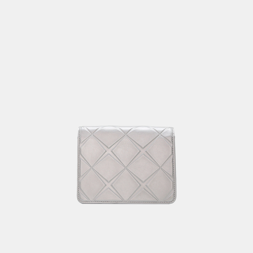 Chanel Calfskin Silver Mini Propeller Flap Bag with Silver Hardware