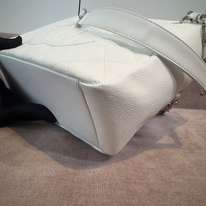 Chanel Caviar Petite Shopping Tote In White