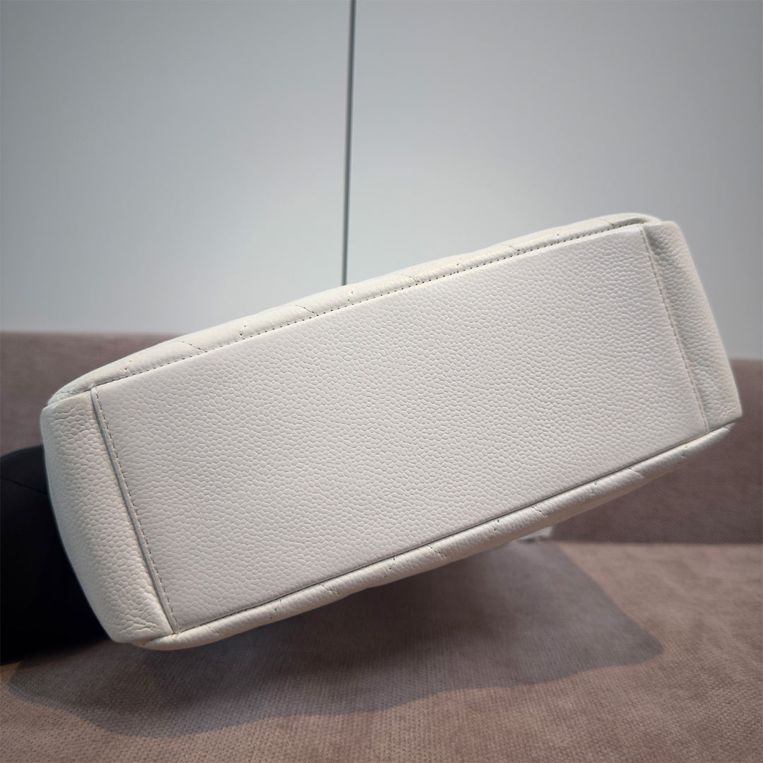 Chanel Caviar Petite Shopping Tote In White