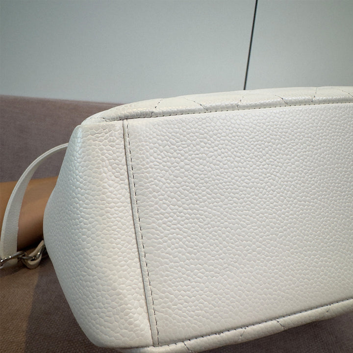 Chanel Caviar Petite Shopping Tote In White