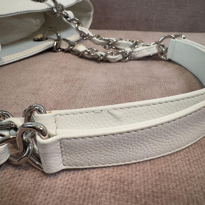 Chanel Caviar Petite Shopping Tote In White