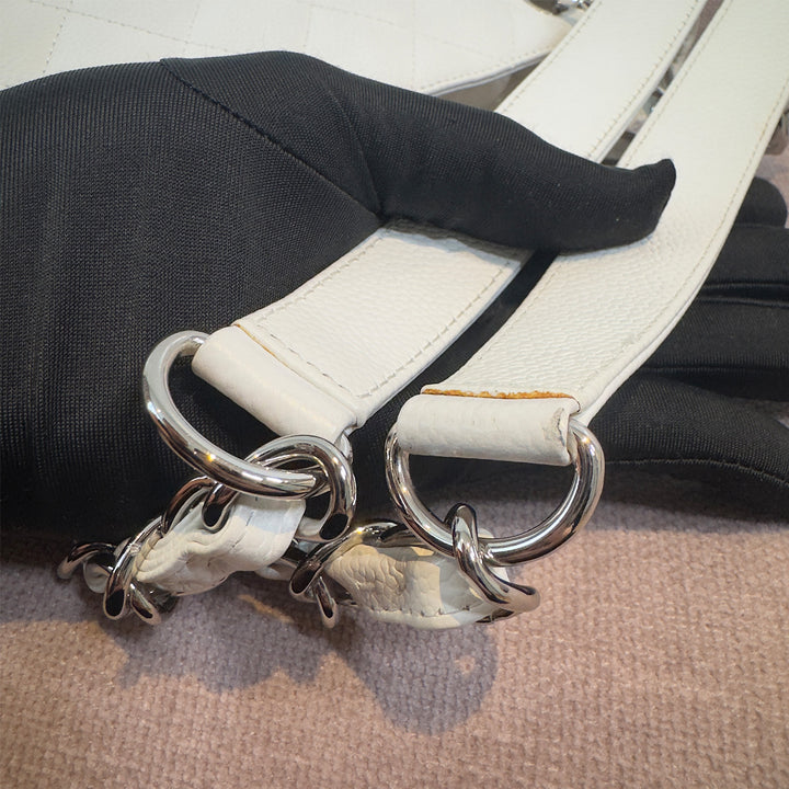 Chanel Caviar Petite Shopping Tote In White