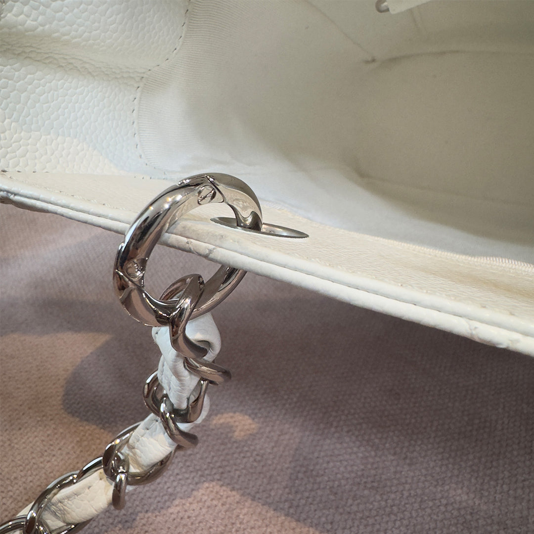 Chanel Caviar Petite Shopping Tote In White