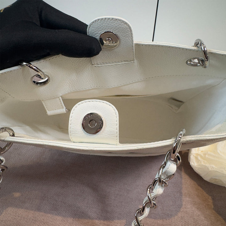 Chanel Caviar Petite Shopping Tote In White