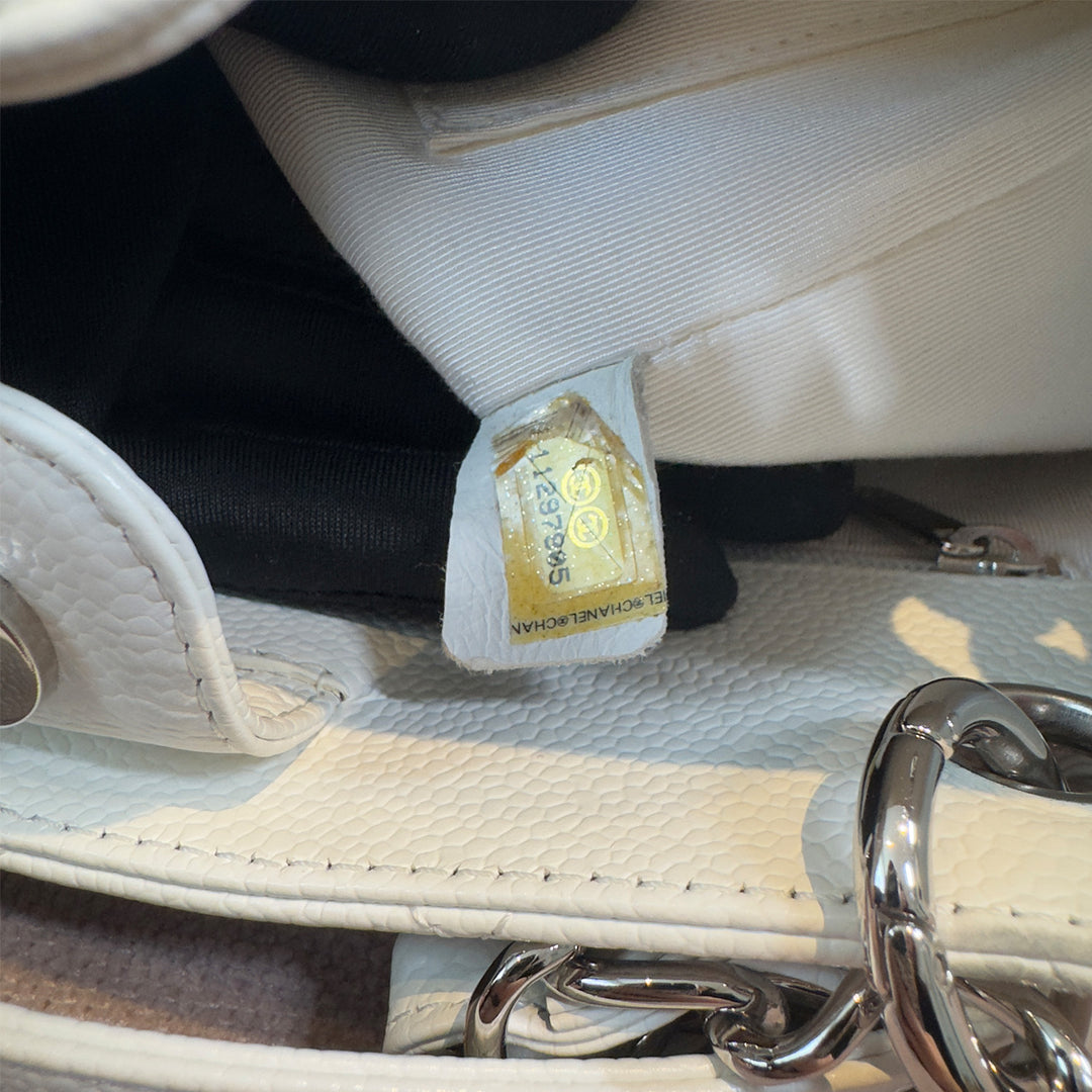 Chanel Caviar Petite Shopping Tote In White