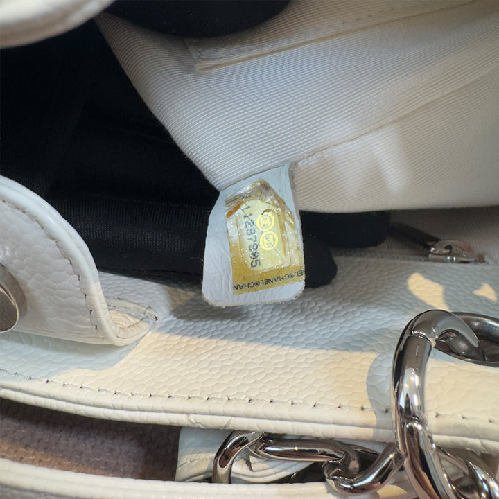 Chanel Caviar Petite Shopping Tote In White