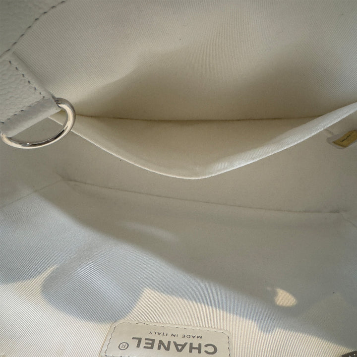 Chanel Caviar Petite Shopping Tote In White