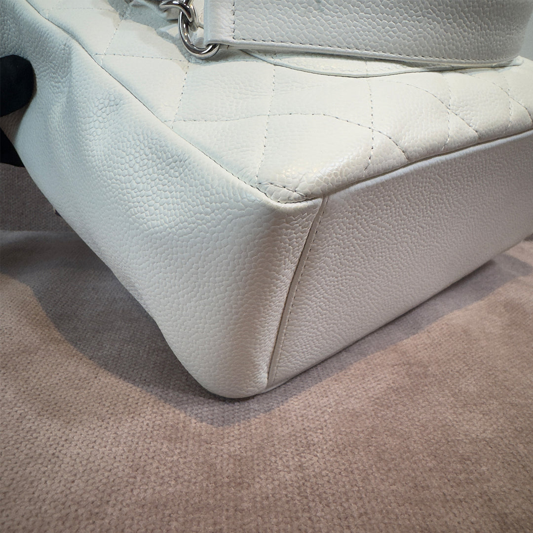 Chanel Caviar Petite Shopping Tote In White
