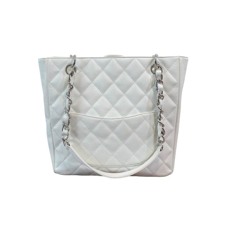 Chanel Caviar Petite Shopping Tote In White
