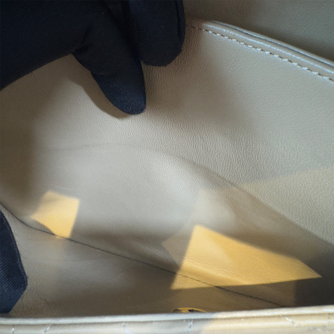 Chanel Vintage Medium Classic Double Flap Bag Beige Lambskin Gold Hardware