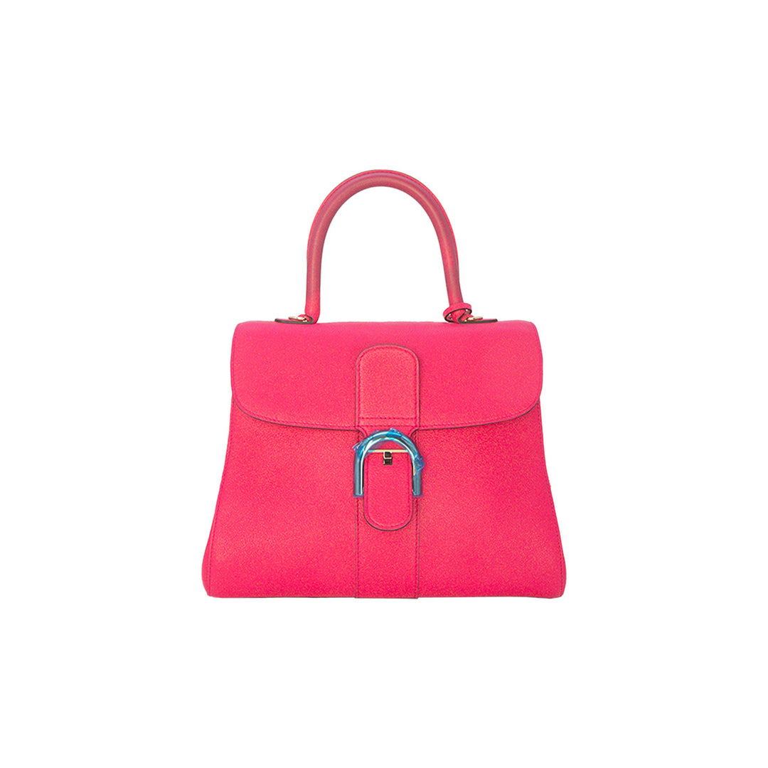 Delvaux Brillant MM Pink Grained Rodéo Calfskin Leather Satchel Bag