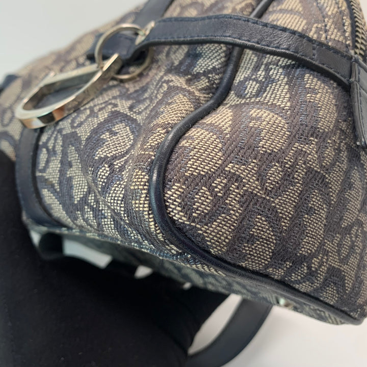 Christian Dior Vintage Diorissimo Logo Oblique Charms Boston Canvas Bag