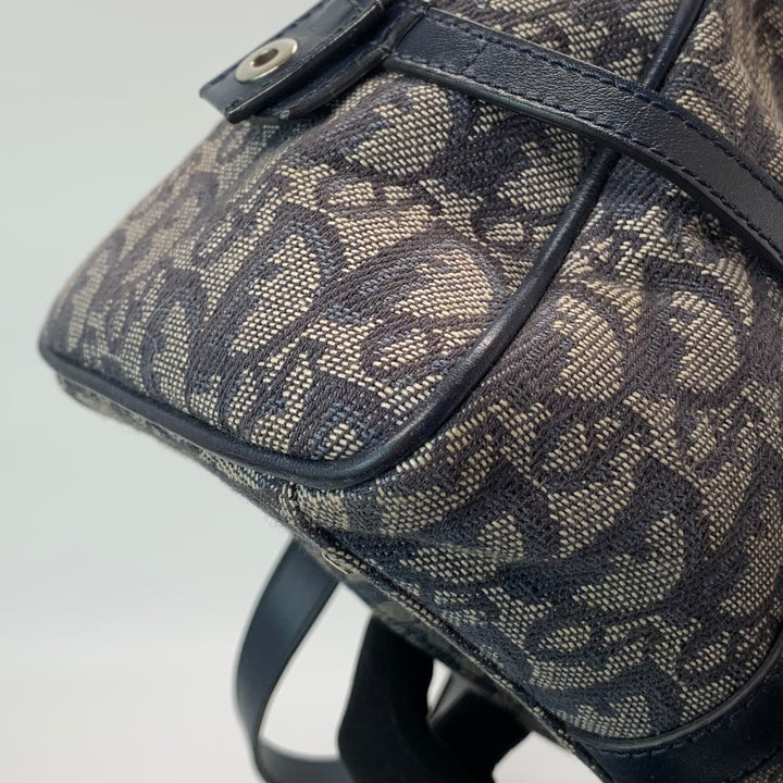 Dior Vintage Oblique Bowling Bag in Navy Blue Canvas