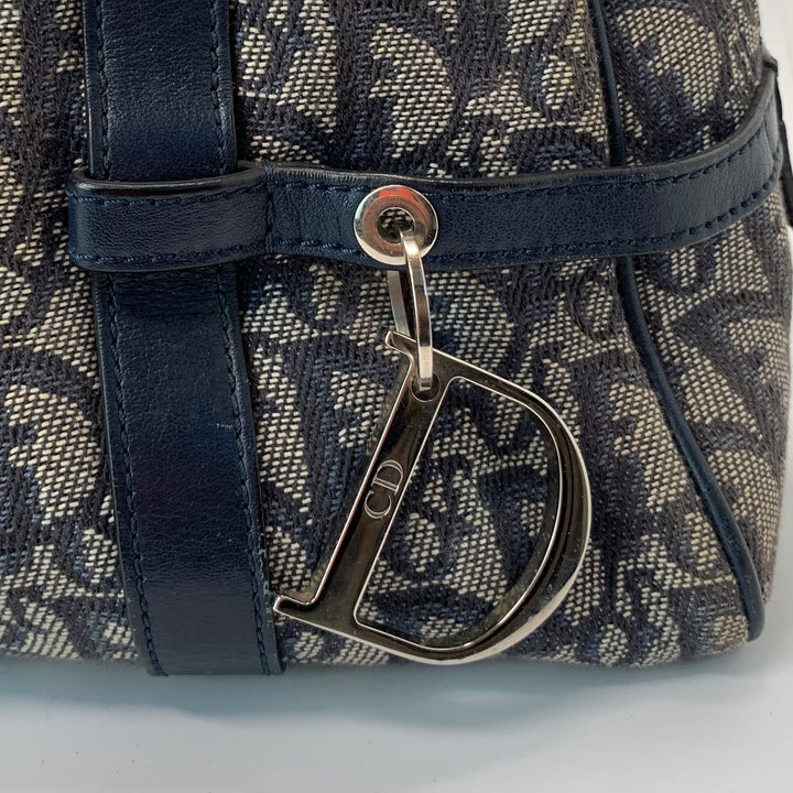 Christian Dior Vintage Diorissimo Logo Oblique Charms Boston Canvas Bag