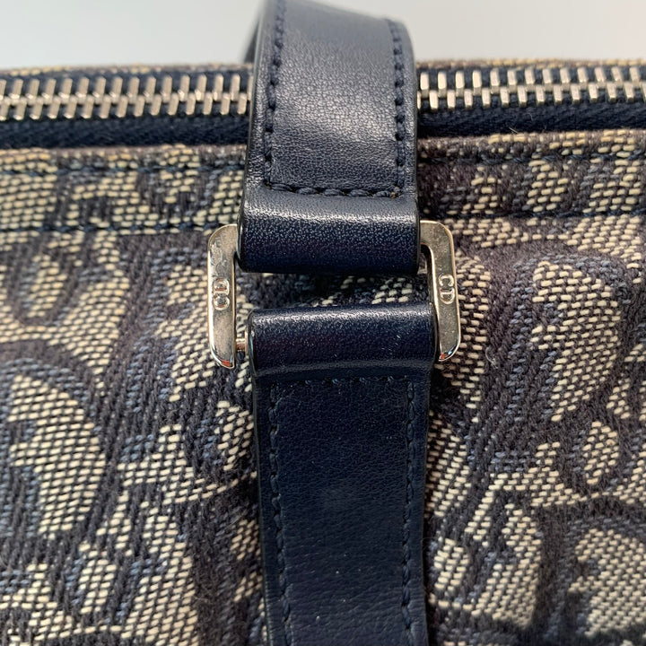 Dior Vintage Oblique Bowling Bag in Navy Blue Canvas