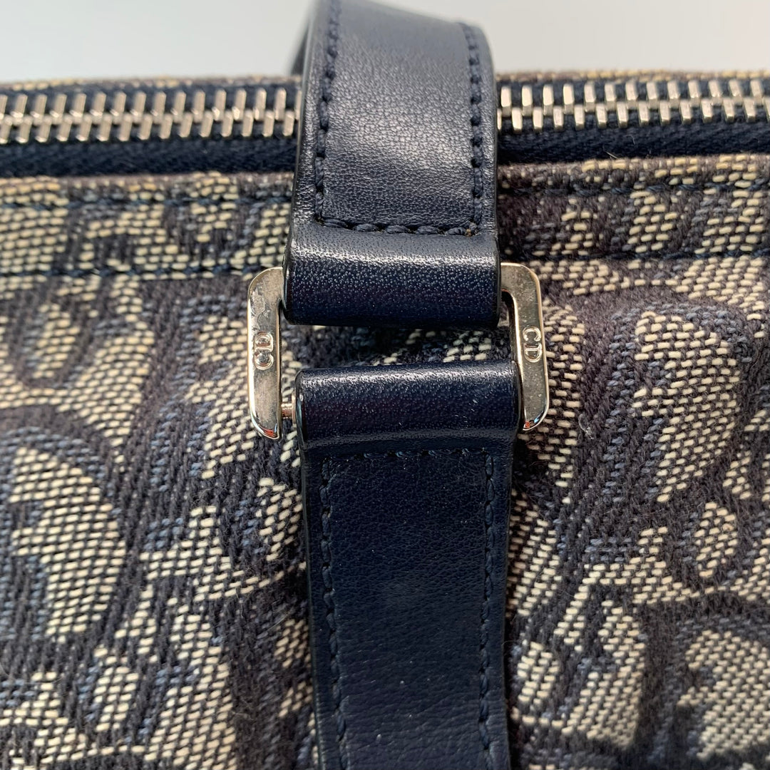 Christian Dior Vintage Diorissimo Logo Oblique Charms Boston Canvas Bag