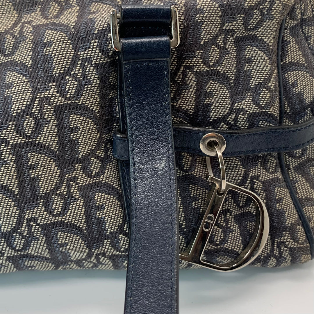 Christian Dior Vintage Diorissimo Logo Oblique Charms Boston Canvas Bag