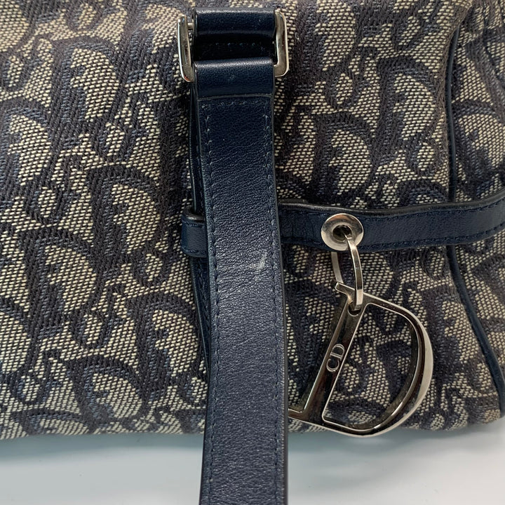 Christian Dior Vintage Diorissimo Logo Oblique Charms Boston Canvas Bag